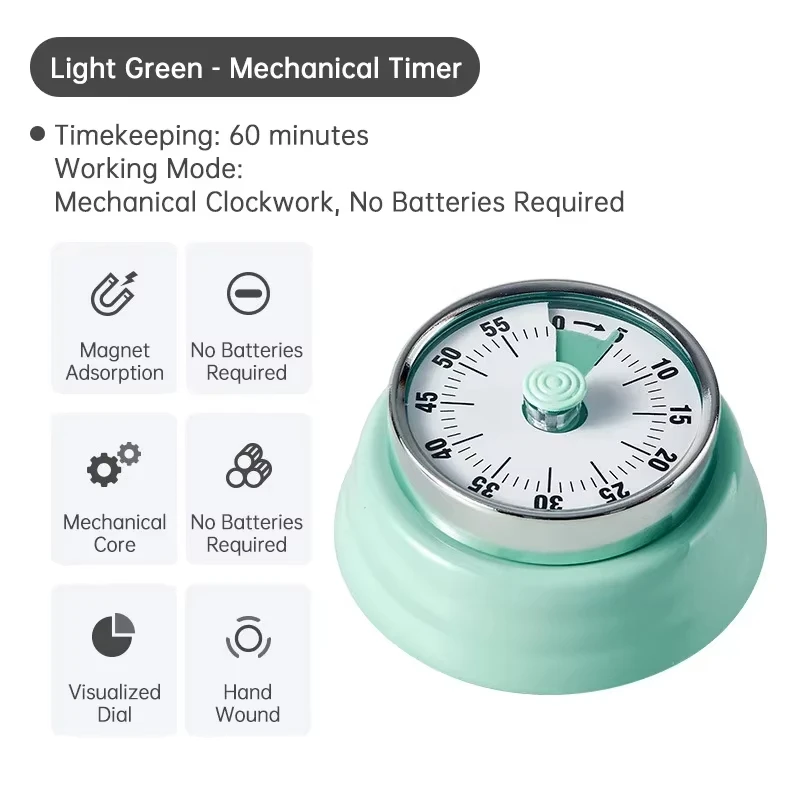 

Механический Кухонный Таймер Для Приготовления Пищи, Таймер Из Нержавеющей Стали Для Офиса, Домашний Таймер