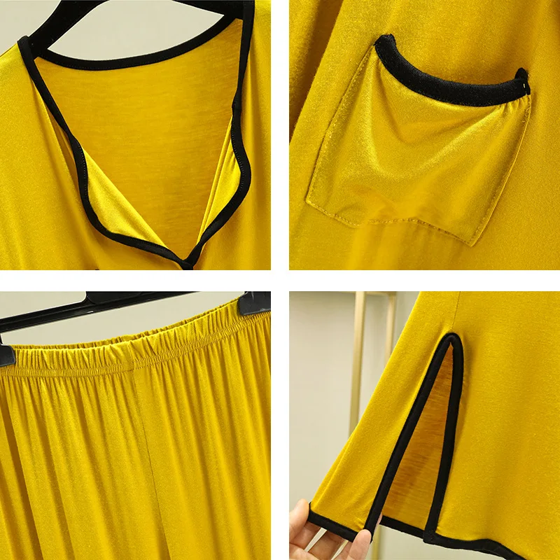 Домашняя одежда из модала пижамный комплект 2 предметов Топ с длинным рукавом и