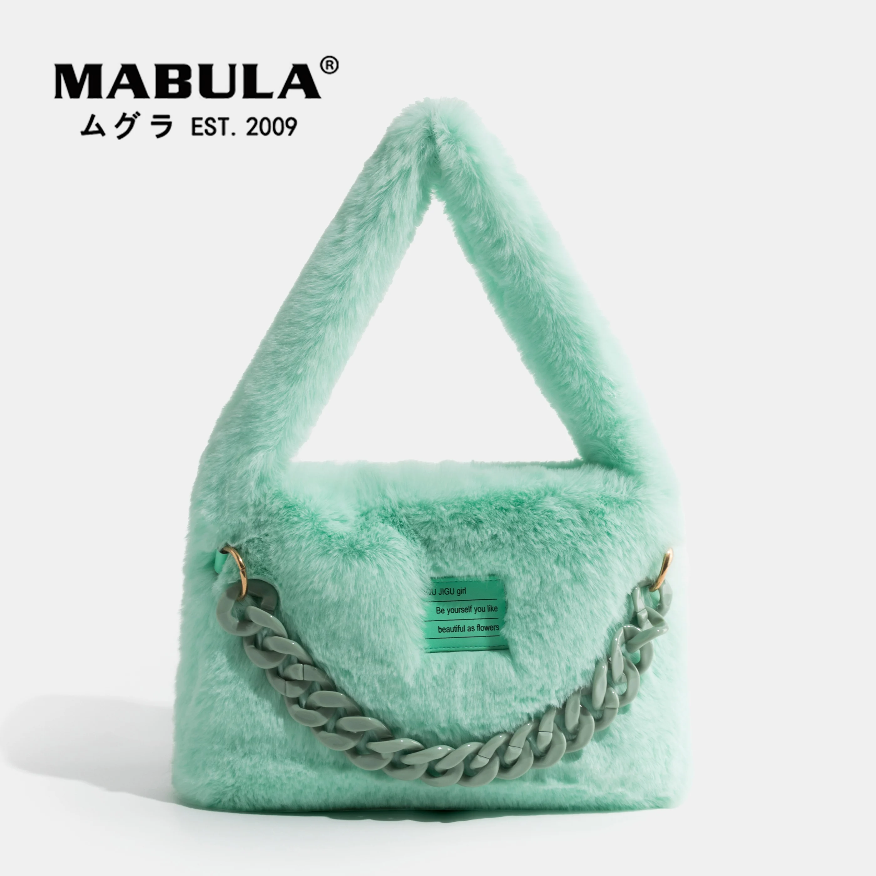 

MABULA, большая цепочка, зимний плюшевый искусственный мех, Женский вечерний кошелек, мягкий пушистый Подмышечный Хобо, сумка на плечо, на молн...