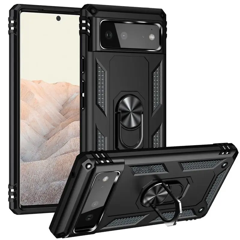 

For Google Pixel 6A Case For Google Pixel 6A Shockproof Back Bumper TPU Soft Cover With Bracket Ring For Google Pixel 6A