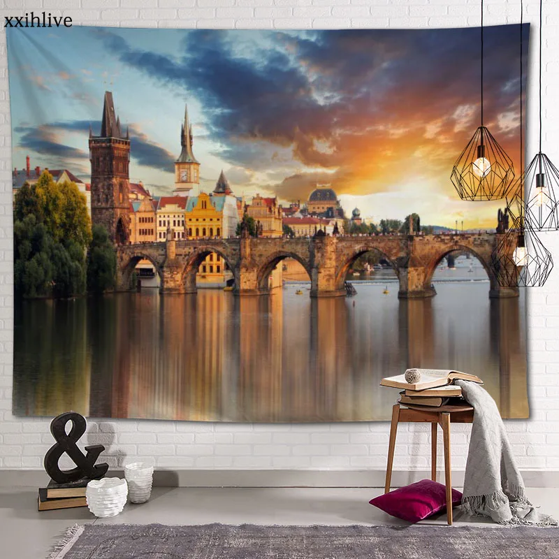 

Классический архитектурный гобелен, настраиваемый богемный настенный комнатный ковер, HD гобелены, художественное украшение для дома 70x95 см