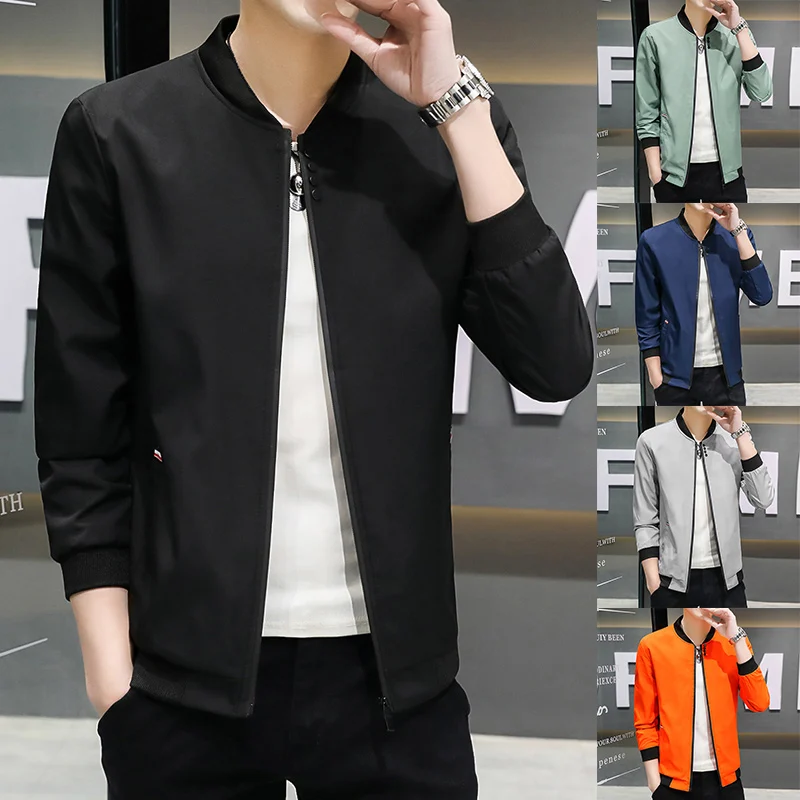 Spring and Autumn New Men’s Jacket Coat Simple Solid Baseball Neck Zipper Windbreaker Coat Cycling Coat Spring and Autumn New Men’s Jacket Coat Simple Solid Baseball Neck Zipper Windbreaker Coat Cycling Coat