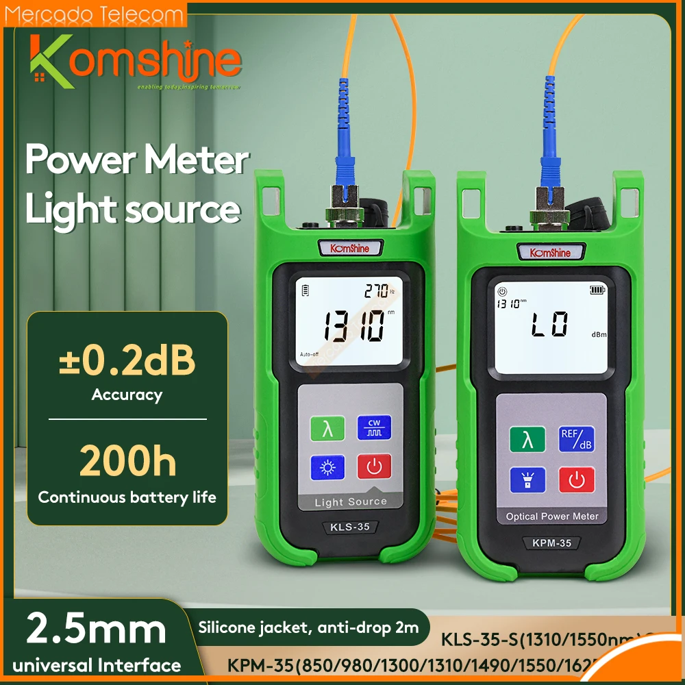 Фото KomShine KPM-35 Измеритель мощности оптоволокна Тестер оптоволоконного кабеля FTTH с одномодовым волоконно-оптическим источником света KLS-35 1310/1550 нм №1