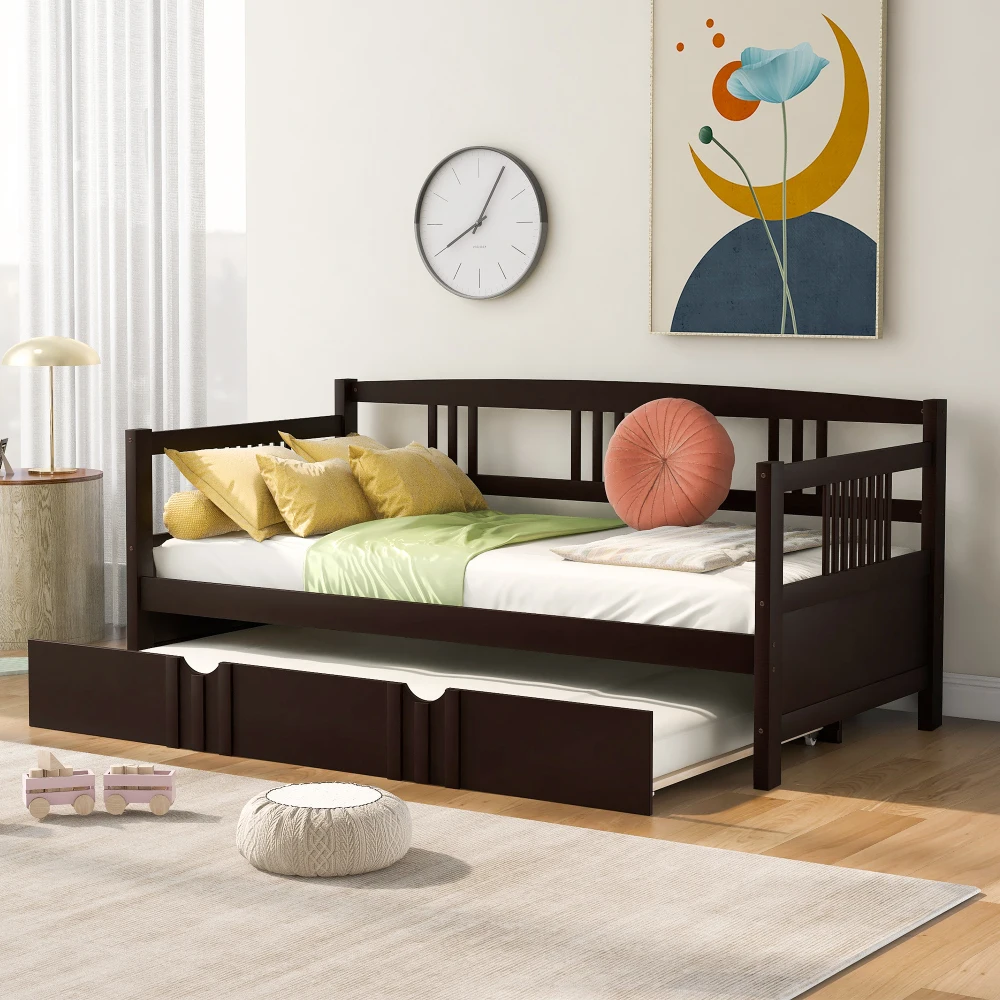 

Двухспальная деревянная кровать с двухспальной кровати, эспрессо