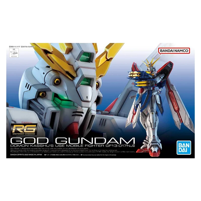 Фото Прямая доставка: Оригинальная коллекционная модель Bandai GUNDAM RG 1/144 GOD GUNDAM, сборная фигурка-игрушка для детей №2