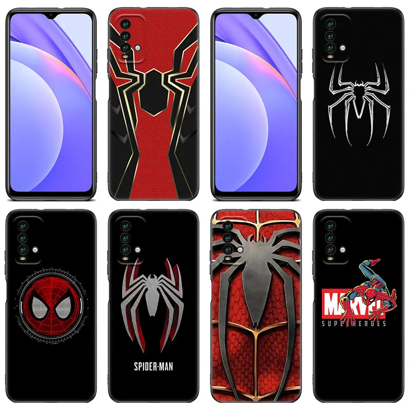 Черный чехол для телефона с логотипом Marvel Человек-паук Xiaomi Mi POCO X5 X4 X3 NFC F4 F3 GT 5G C50 C55