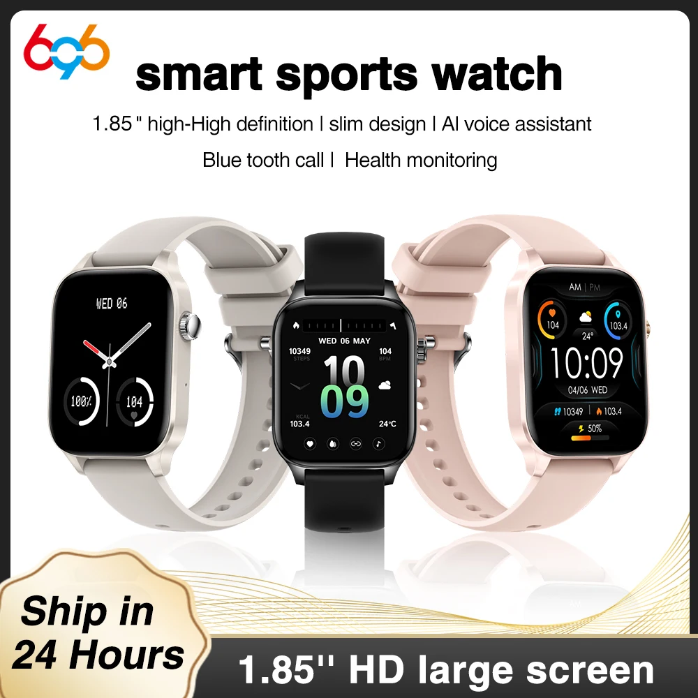 

BT Call Smartwatch 1.85 Inch 240*286 HD Square Screen 250mAh Battary Smart Watches Sports Sleep HeartRate Monitor Remote Control