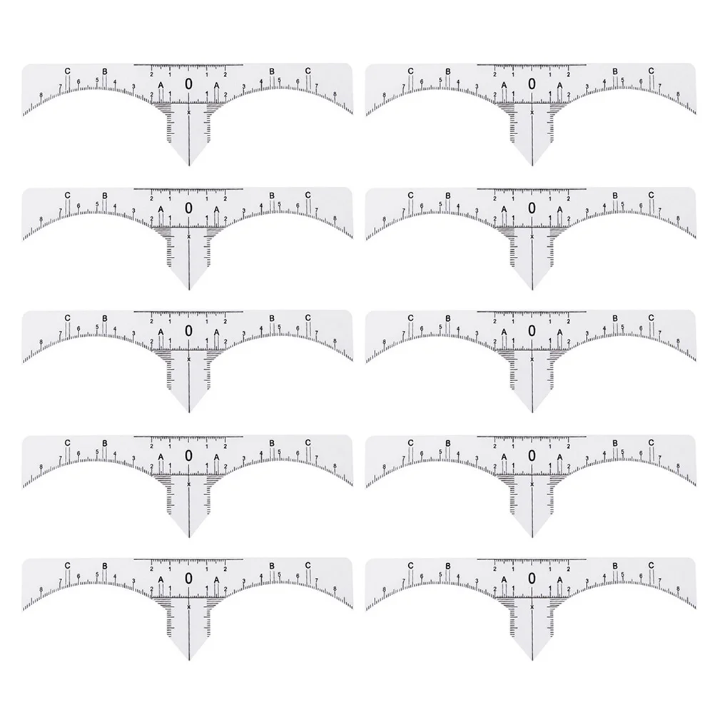 

10pcs of One Set Professional Plastic Ruler Disposable Ruler Eyebrow Stencil Useful Ruler for Woman