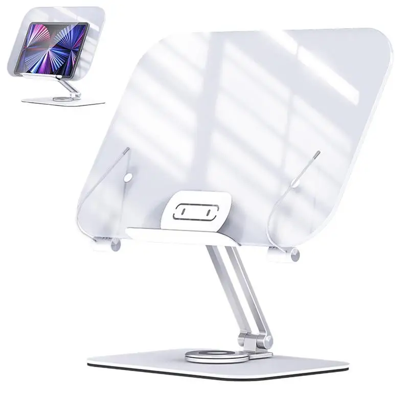 

Book Stand For Reading Book Holder For Reading In Bed 360 Rotating Base Bookshelf Laptop Bracket Ergonomic Multi-height Angle