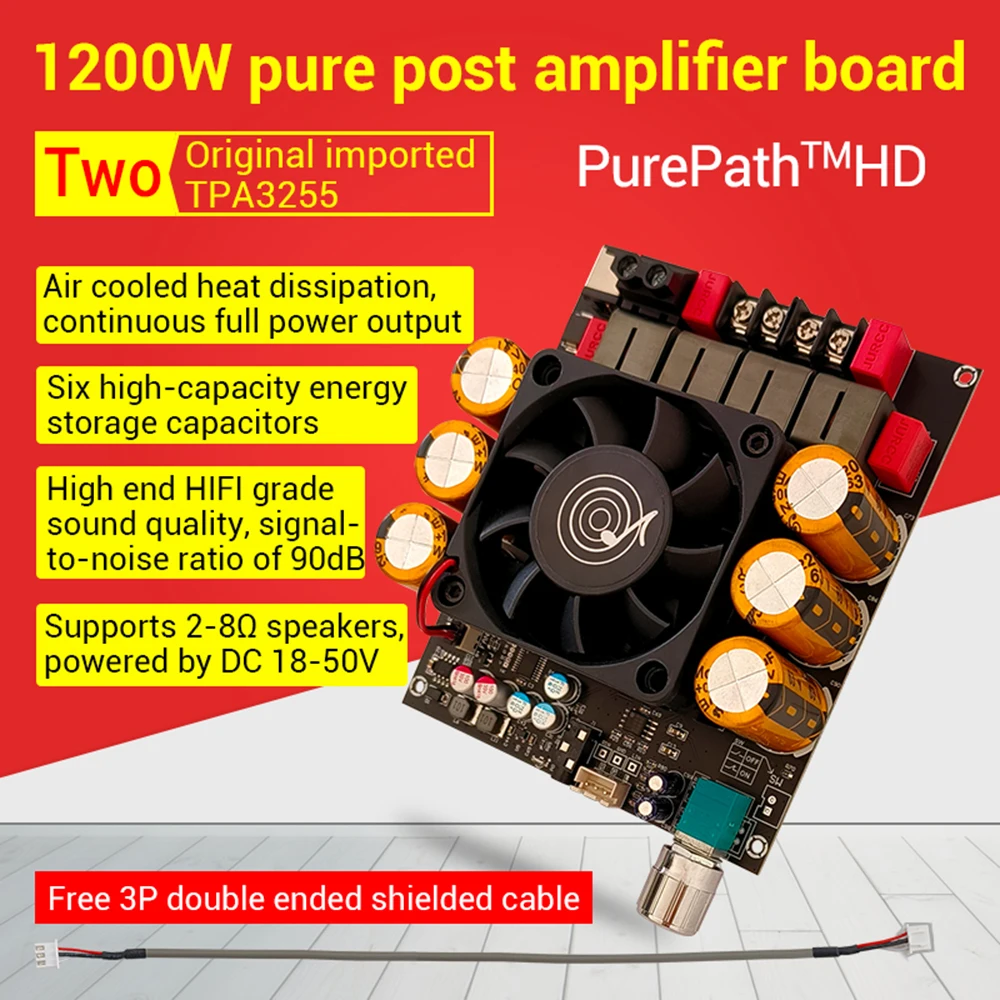 Фото DC18-50V TPA3255 аудиофильский HIFI цифровой аудиоусилитель плата питания 600 Вт + 600 Вт HiFi усилитель двухканальный стерео модуль №1
