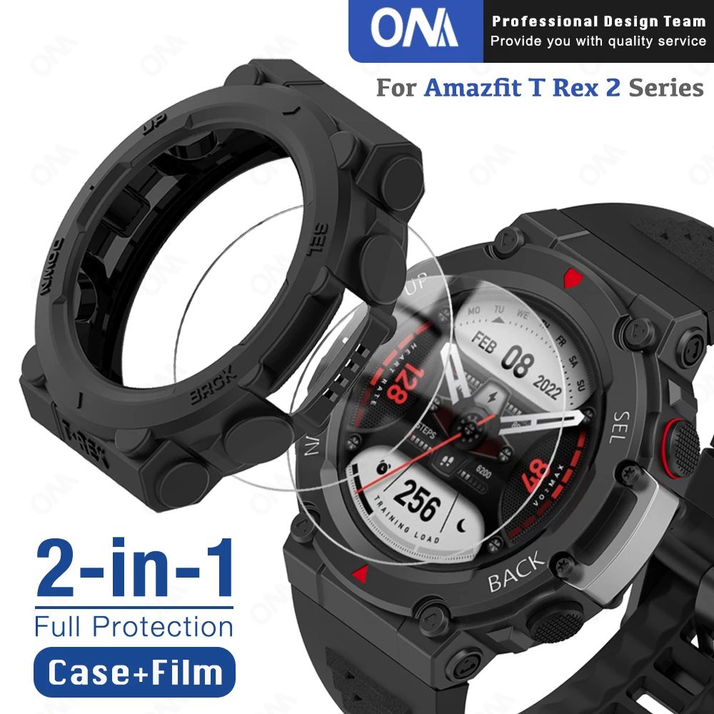 2-в-1 защитный чехол + Защитное стекло для экрана Amazfit T Rex 2 TRex Смарт-часы бампер