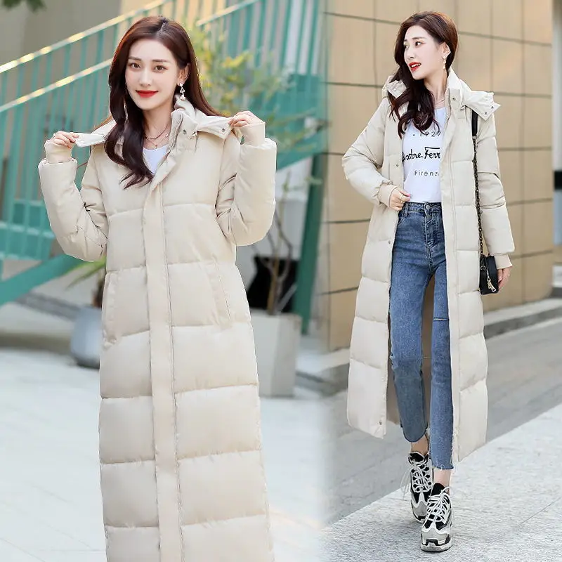 Autumn Winter Down Padded Jacket Women's Trendy Loose Western Style Thickened Long Coat New Padded Jacket Bread Jacket