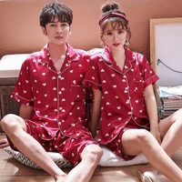 2022 new silk couple pajamas for mens summer simulation silk womens short sleeved suits korean version of love home clothes