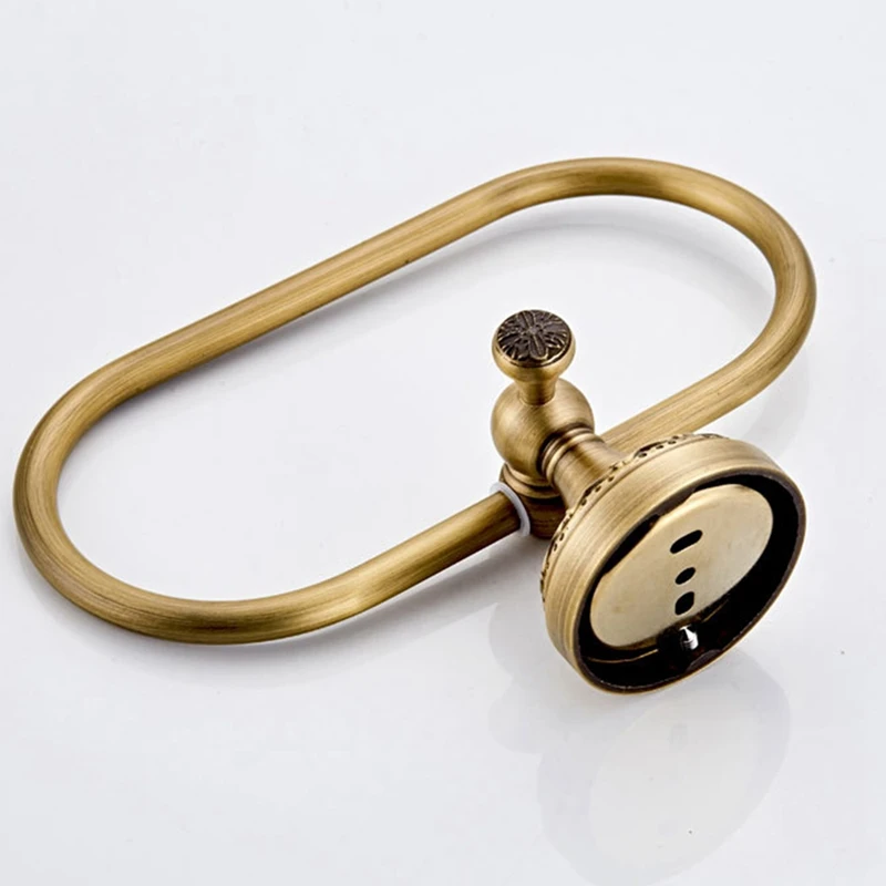 Овальное кольцо для полотенец античная латунь изысканный узор резьба вешалка