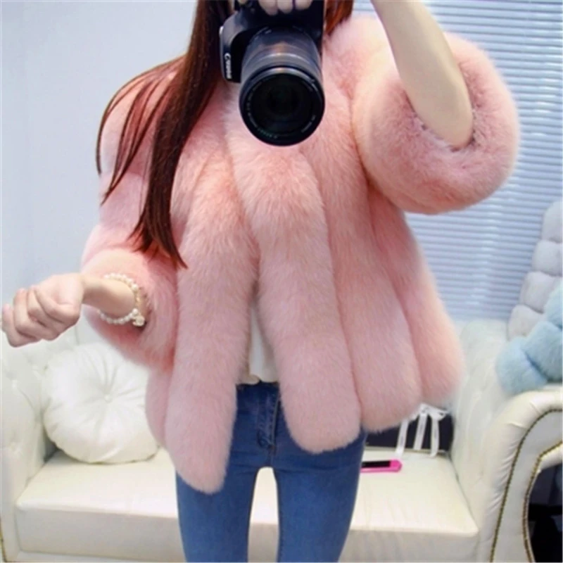 Autumn and Winter Fur Coat Faux Fur Coat Thick and Warm Korean Style Fur Women's Imitation Fox Fur Luxury Women's Coat