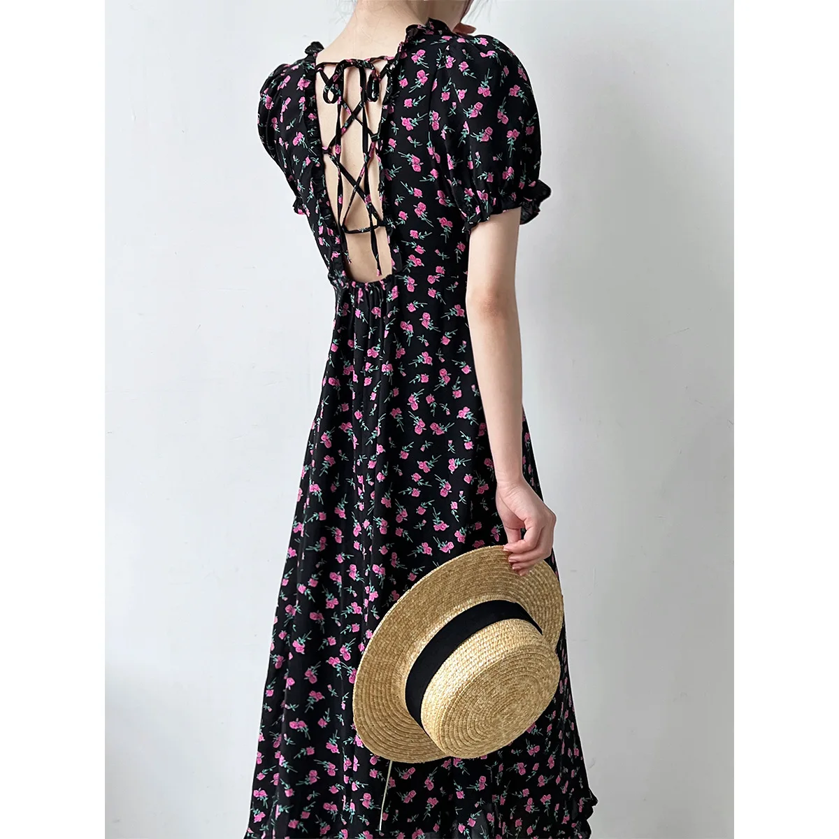 

Backless Criss-Cross Fashion Dress For Women Summer Elegant Lady Black Long Dresses