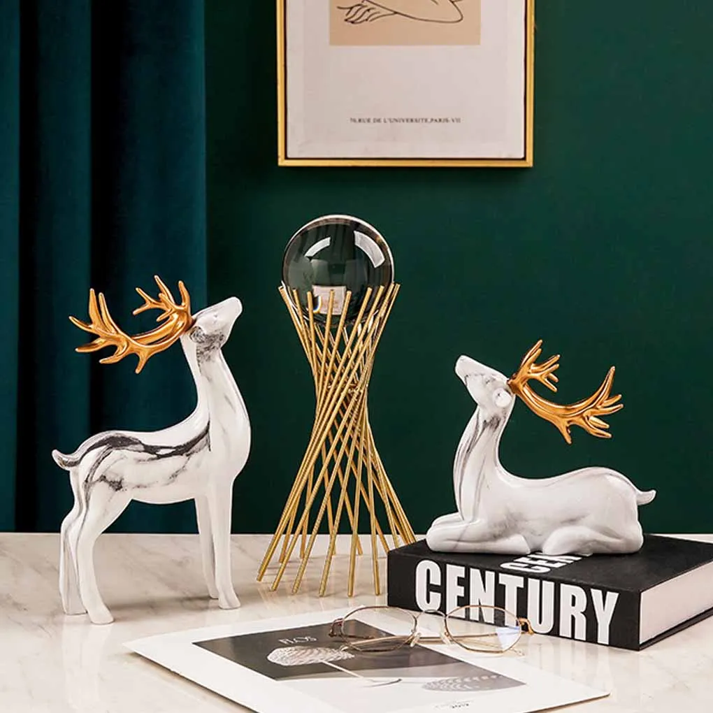 

2 Pieces Deer Ornaments Interesting Tabletop Elk Decor Home Decorations