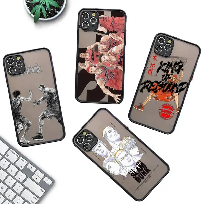 

Cute Cartoon Slam Dunk Phone Case for iPhone X XR XS 7 8 Plus 11 12 13 pro MAX 13mini Translucent Matte Case