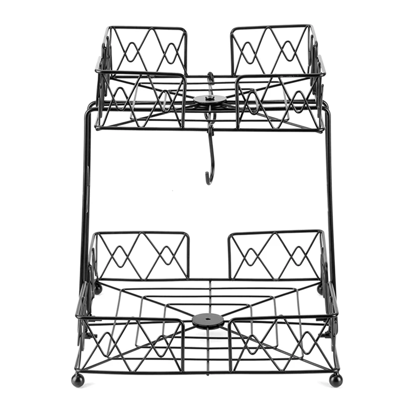 

Double-Layer Iron Storage Basket Multi-Purpose Fruit Organizer With Banana Hanger Hook Vegetable Basket Fruit Basket