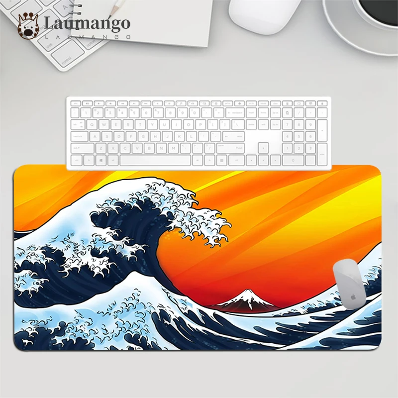 

Girl Office Tables Gaming Accessories Computer Kawaii Mouse Pad Gamer Cabinet Rubber Keyboard Japan Waves Xxl Ped Anime Mousepad