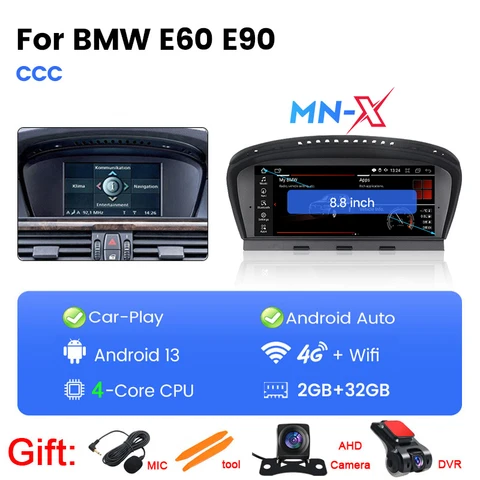 автомагнитола For БМВ 5 серии e60 For BMW 5 Series bmw e60 E61 E63 E64 bmw e90 E91 E92 E93 Штатная магнитола GPS-навигация android мультимедиа автомобиля головное устройство Встроенный беспроводной android auto