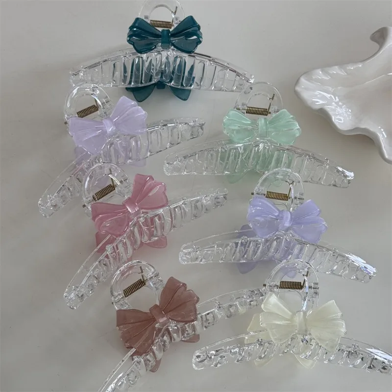 Прозрачная большая заколка-бант желеобразного цвета новинка женская заколка для