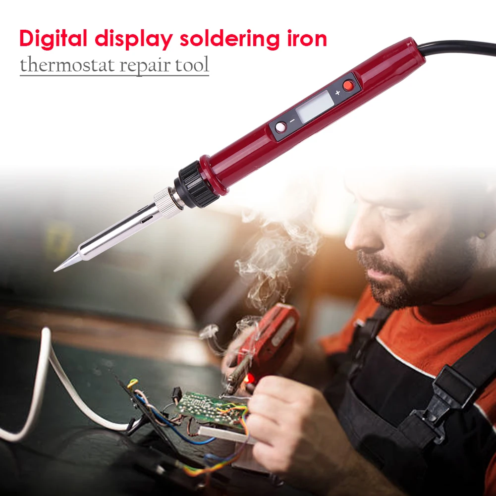 

80W Portable Electric Soldering Iron Pen LCD Digital Display Adjustable Temperature Mini Tip Button Switch Welding Equipment