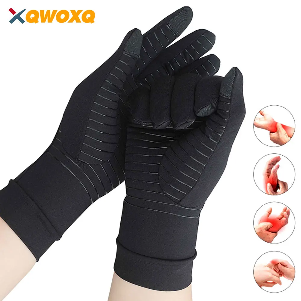 

Compression Full Finger Arthritis Gloves, Copper Glove with Touch Screen Fingers, Hand Joint Pain, Carpal Tunnel, Trigger Finger
