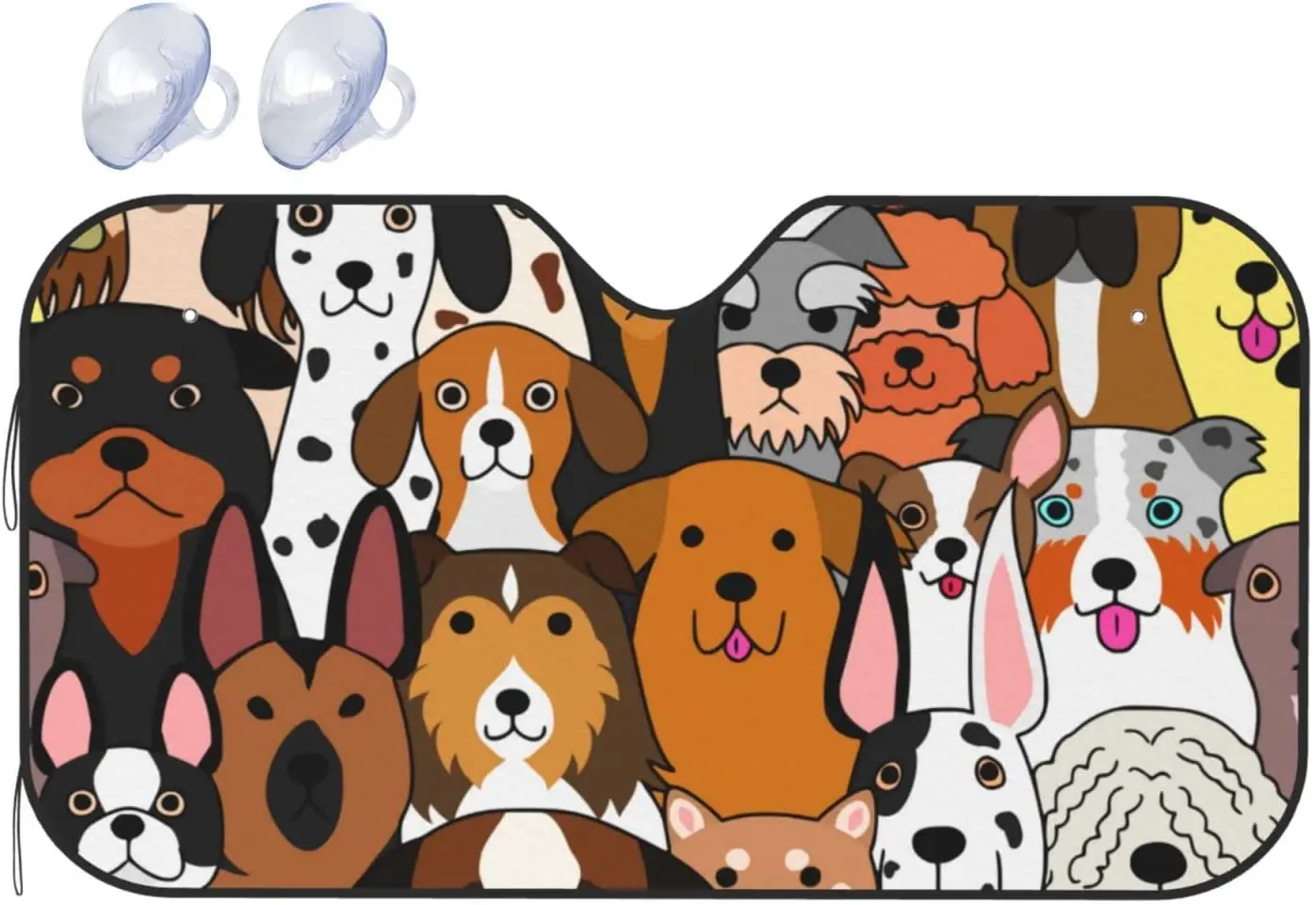 

Windshield Sun Shade Doodle Funny Dog Childish Car Front Window Sunshade Blocker UV Visor Retractable Automotive Sunshades