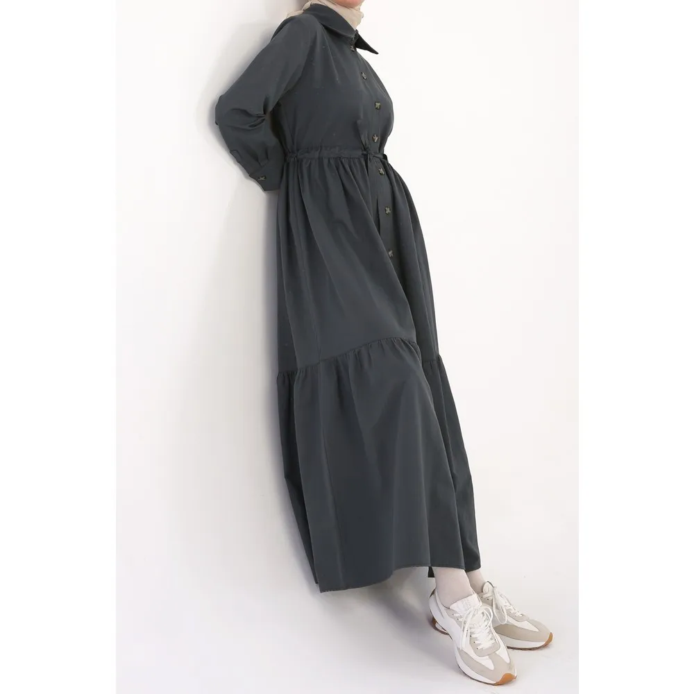 

Длинное платье-рубашка с пуговицами на талии Dorlie