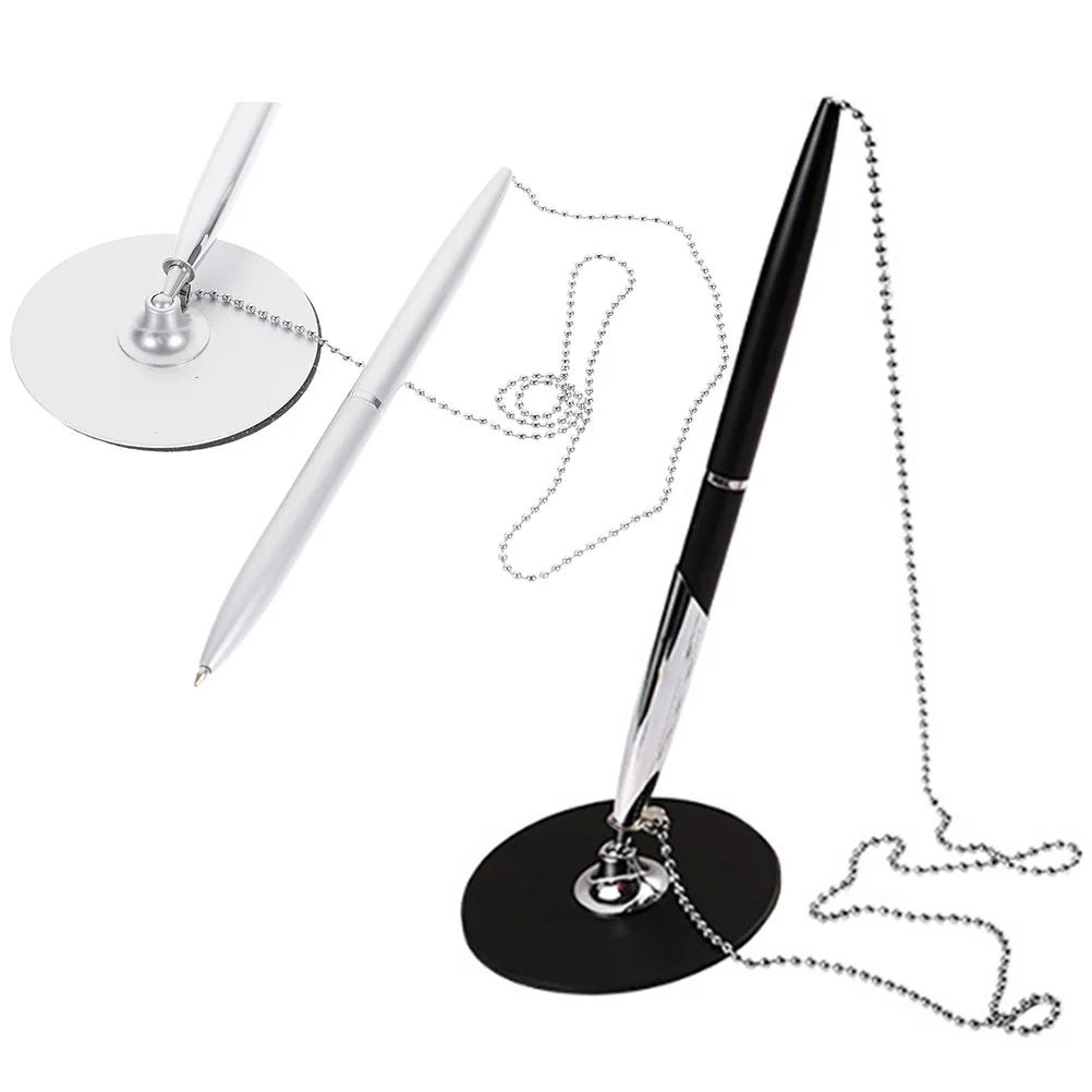 

Pen Pens Sign Chain Signing Desktop Holder Guest Ink Writing Business Office Secure Ballpoint Standing Reception Ffice Table