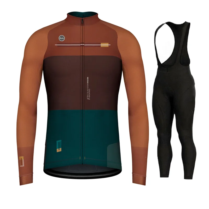 Купи 2023 Triathlon Autumn Men's Cycling Jersey set Road bike Clothing MTB uniform Long sleeved cycling suit Sports Bicycle Bib Pants за 1,048 рублей в магазине AliExpress