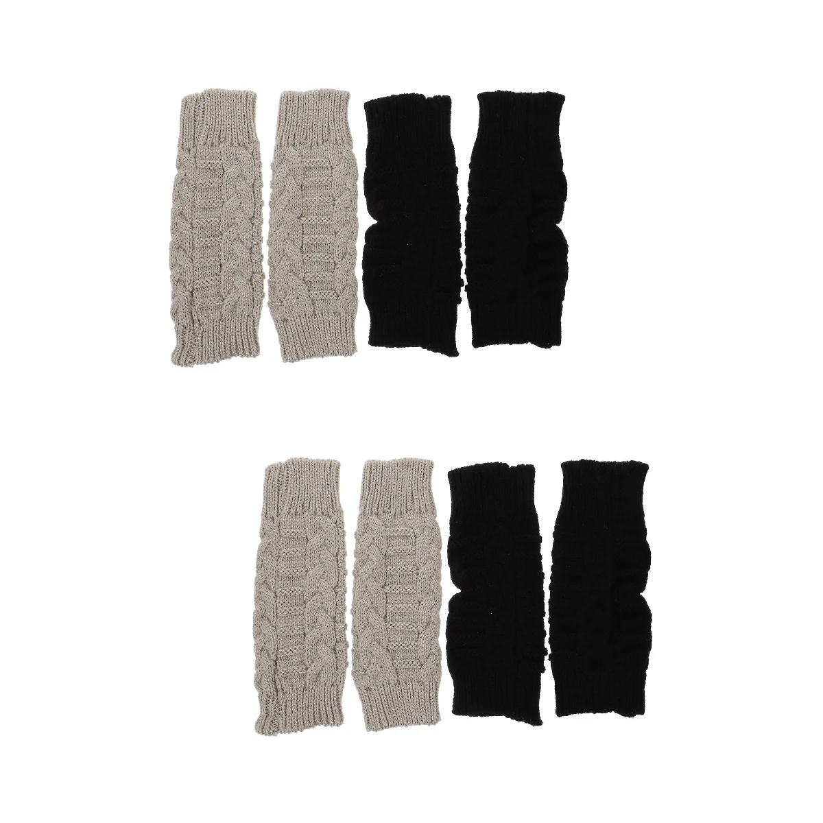 

Gloves Winter Fingerless Warmer Knit Arm Warm Knitted Thermal Half Finger Joint Stretchy Hole Thumb Mittens