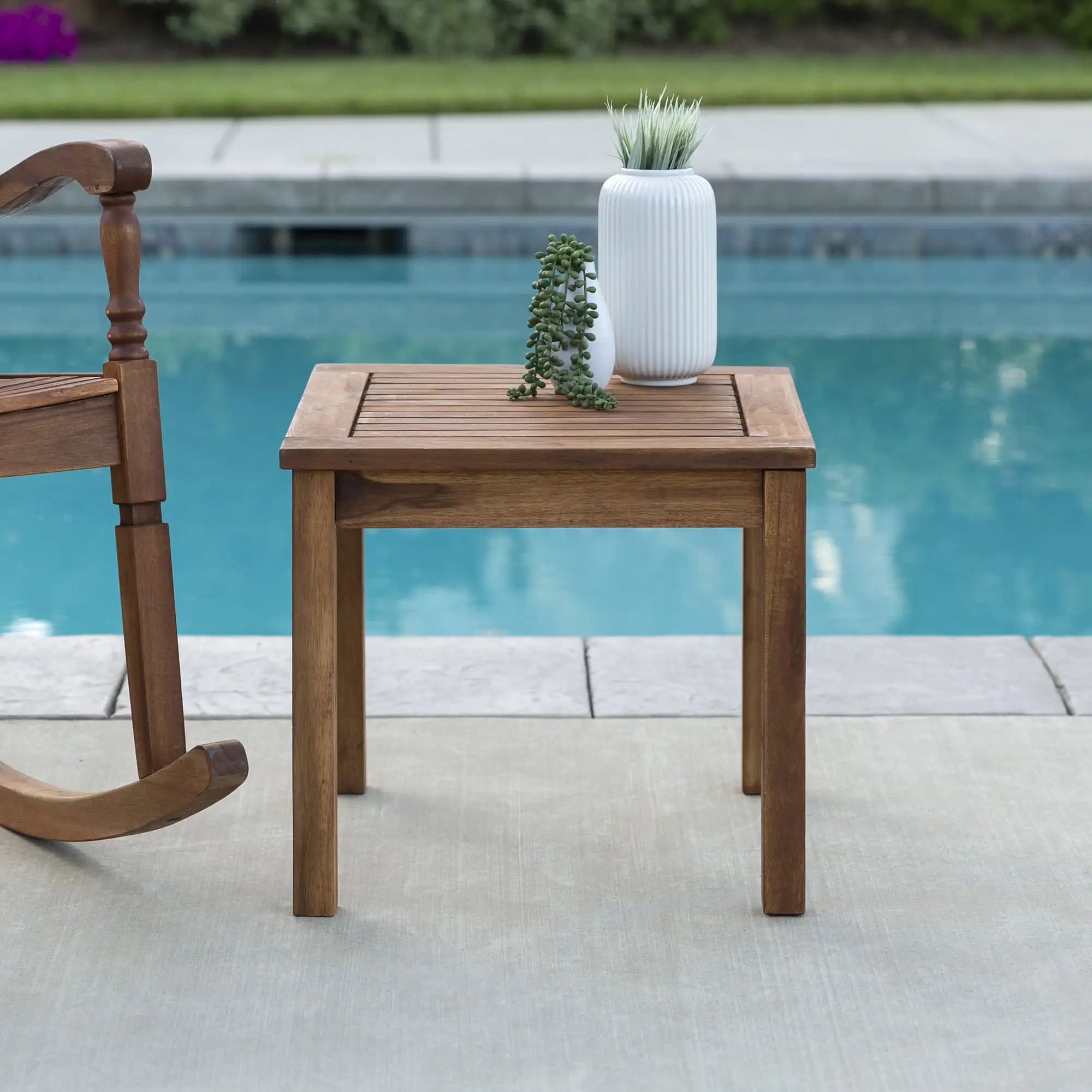 

Manor Park Acacia Wood Outdoor Patio End Table, Brown