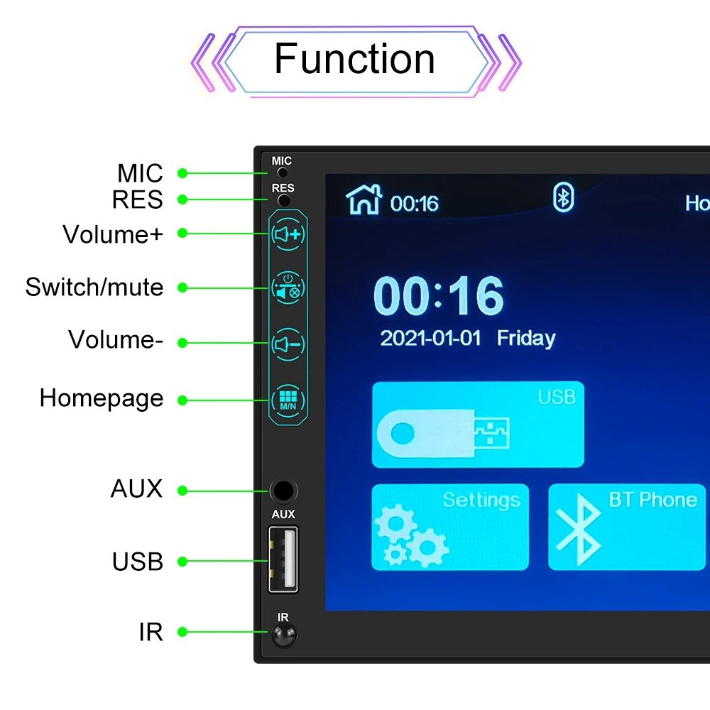 Автомагнитола 2 Din Carplay Android универсальная 7-дюймовая магнитола для Nissan Kia Toyota MP5