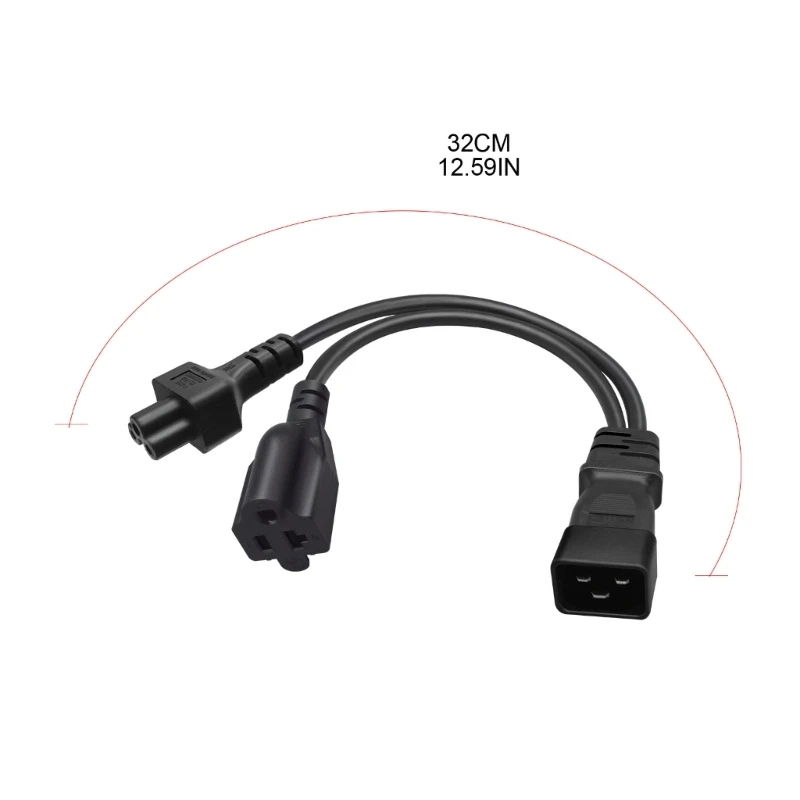 

3-Prong C20 to C5+5-20R Connector Adapter Cord Male Plug to Female Socket Converter Cable Y-splitter Power Line