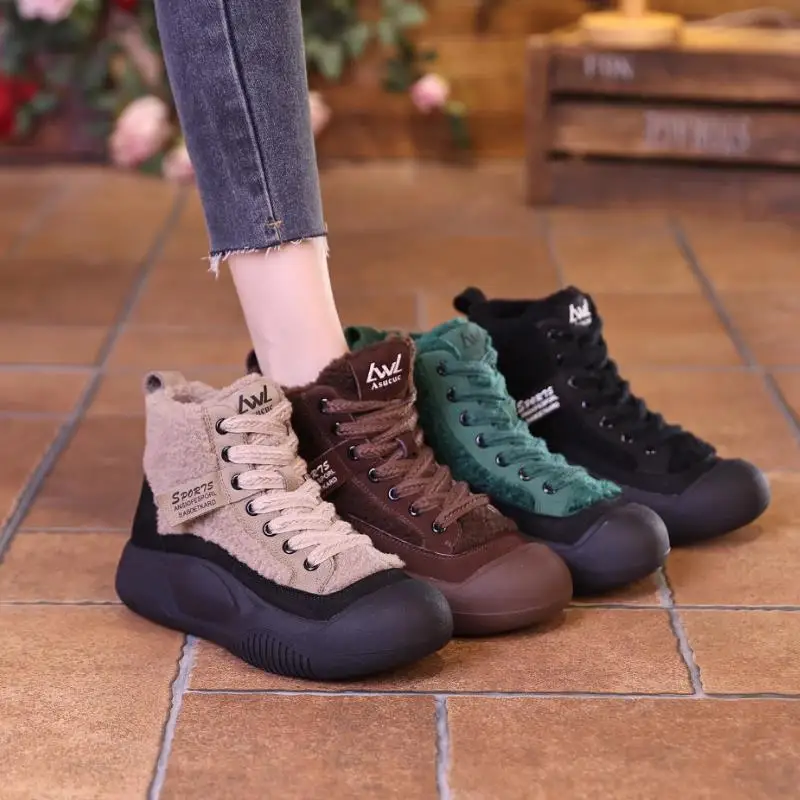 

Женские зимние ботинки на плоской подошве, с мягкой подошвой