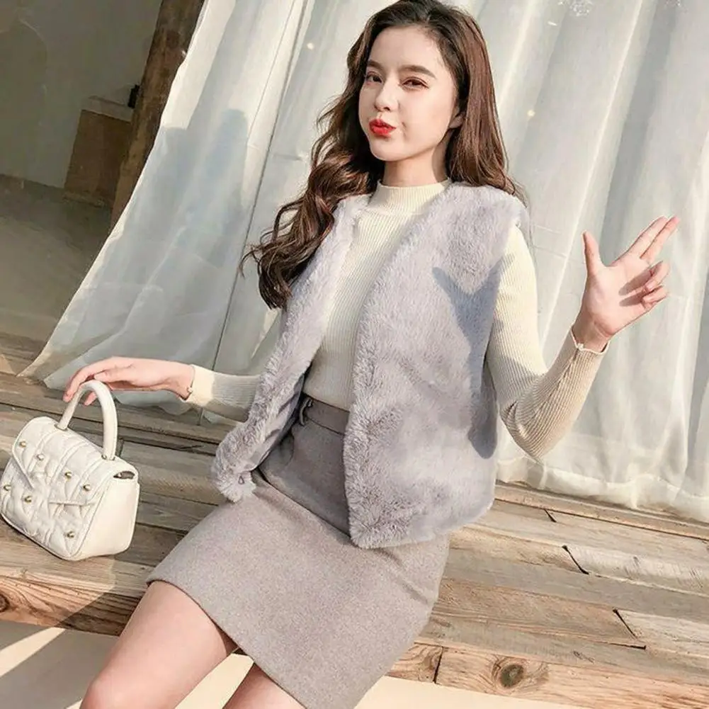

Stylish Coldproof Open Stitch Waistcoat Women Vest Elegant Streetwear