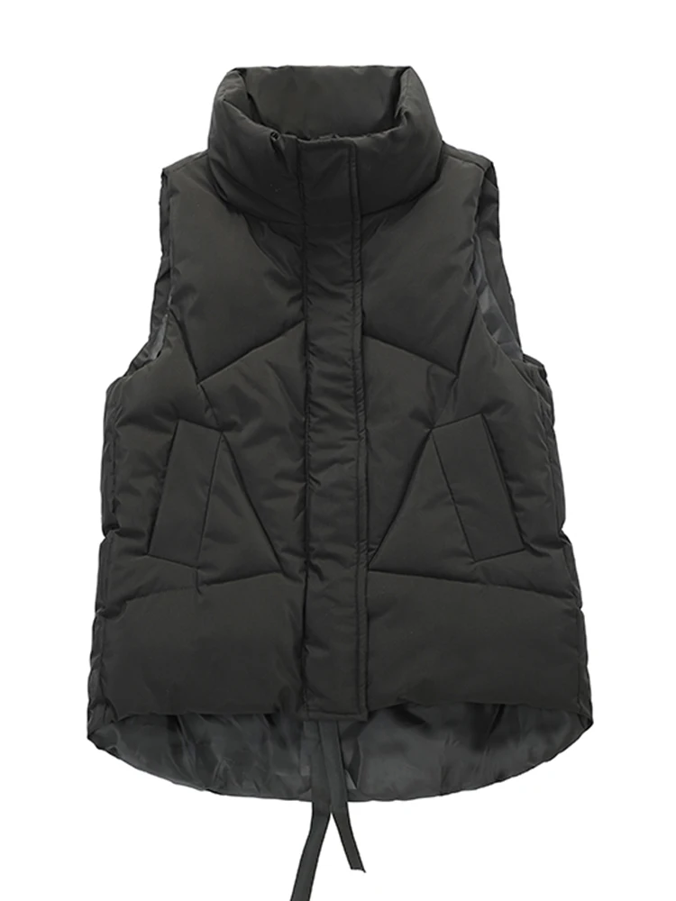 

Hot Sale Women Winter Vest Cotton Padded Solid Black White Female Ladies Autumn Waistcoat