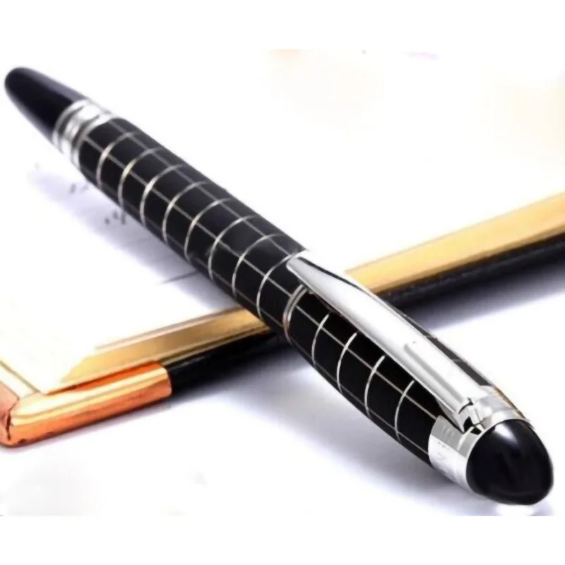 Роскошная Черная шариковая ручка MB Star в клетку со стразами на верхней части
