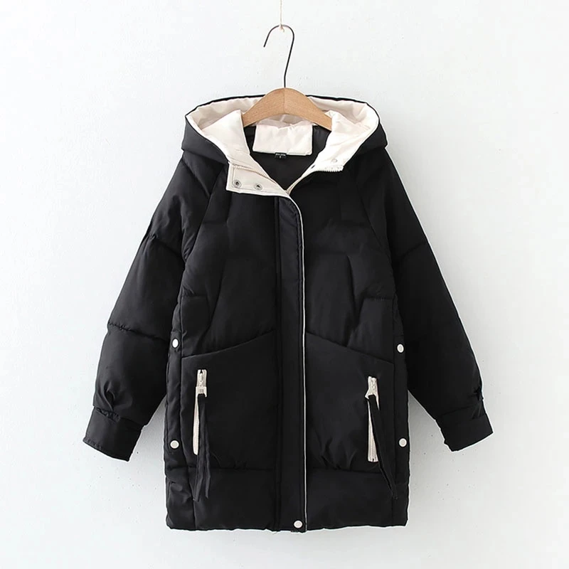 2022 Women Winter Warm Thick Hooded Cotton Down Jacket Newest Long Padded Parka For Women Oversize 3XL Winter Loose Cotton Coat