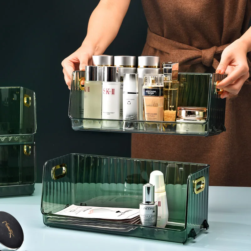 

Creative Save Space Makeup Organizer Luxury Storages Basket Wholesale Skin Care Storage Drawer Makeup Organizer Transparent