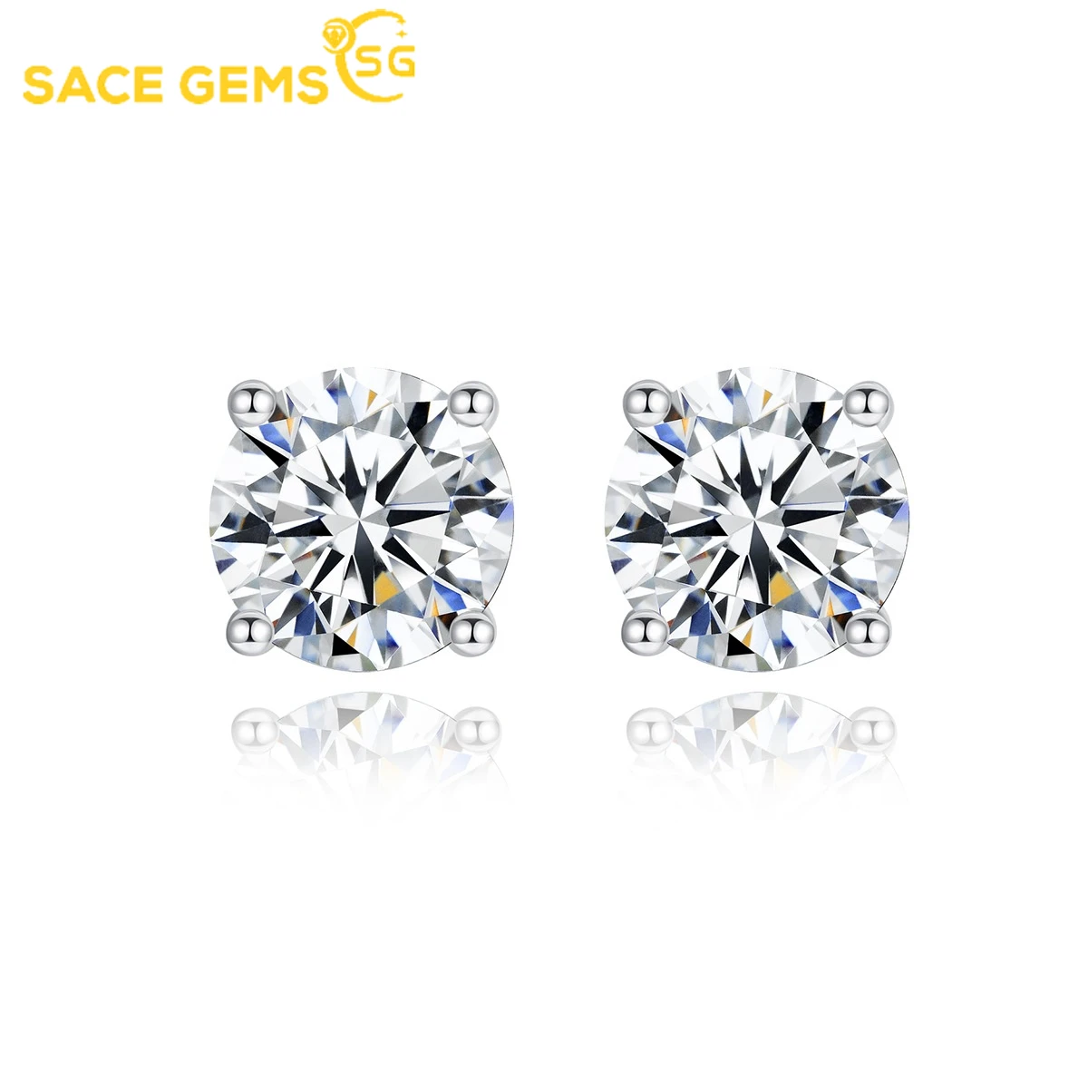 

SACE GEMS Real 1 Carat D Color Moissanite Stud Earrings for Women Top Quality 100% 925 Sterling Silver Sparkling Wedding Jewelry