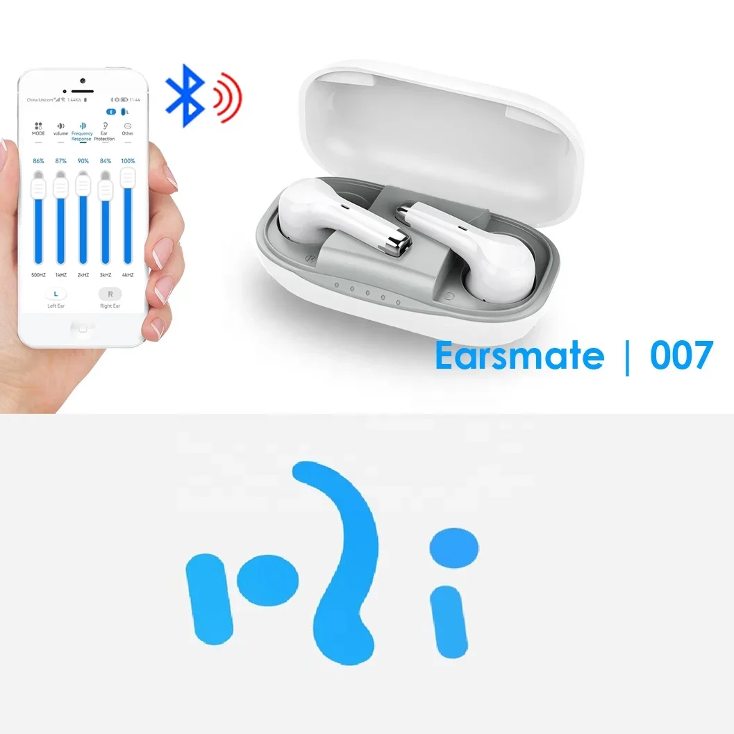 Earsmate E007 Earpods Слуховые аппараты OTC перезаряжаемые Bluetooth-приложение для телефона