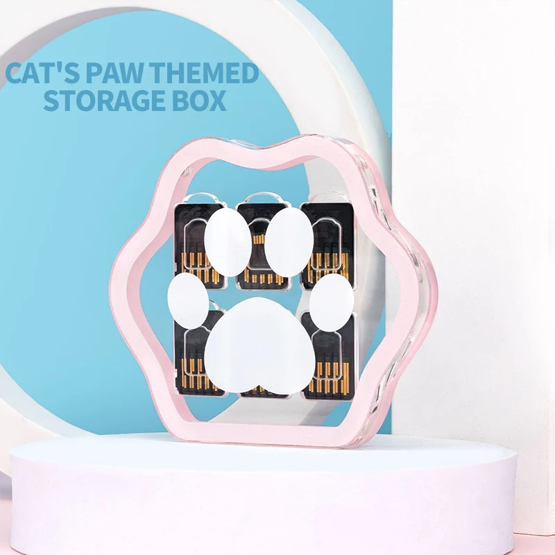 

For Nintendo Switch Case OLED/NS Accessorie Game Card Storage Case Transparent Cat's Paws Cassette Boxes For Switch Console Game