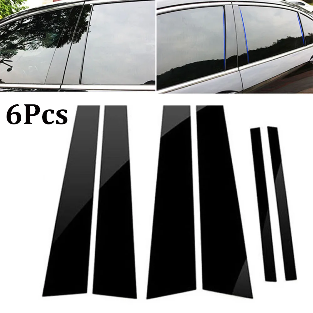 

6Pcs Black Mirror Effect Car Window Pillar Posts Cover Trim For Honda Accord Middle BC Column Car Sticker Car Decoration