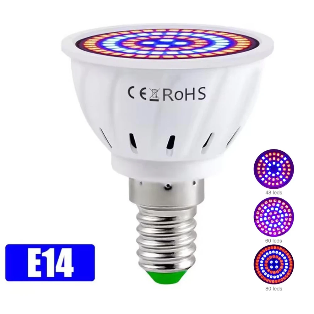 

Фиолетовая светодиодная лампа для растений Plant growth Bulb 48/60/80LEDs 220В