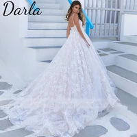 darla spaghetti straps wedding dress with shawl boho backless bridal gown ball gown lace appliques tulle zipper vestido de noiva