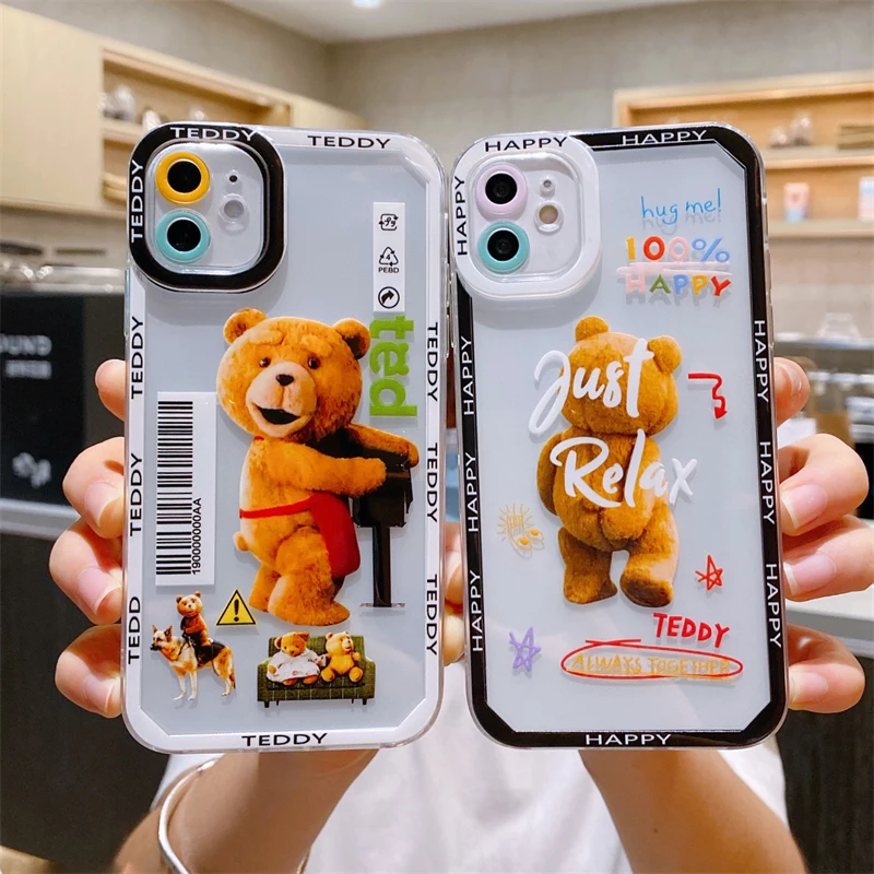 

Bandai INS Creative Teddy Bear Clear Angel Eyes Silicon Phone Case For iPhone 7 8 Plus XR Xs Max 11 12 13 Pro Max Case