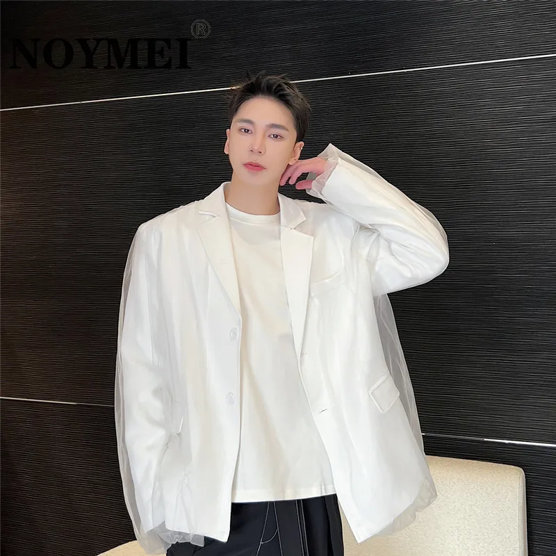 

Пиджак NOYMEI Мужской Свободного Покроя, модный пиджак в Корейском стиле, однотонный винтажный блейзер с одной пуговицей и отворотом, WA1828